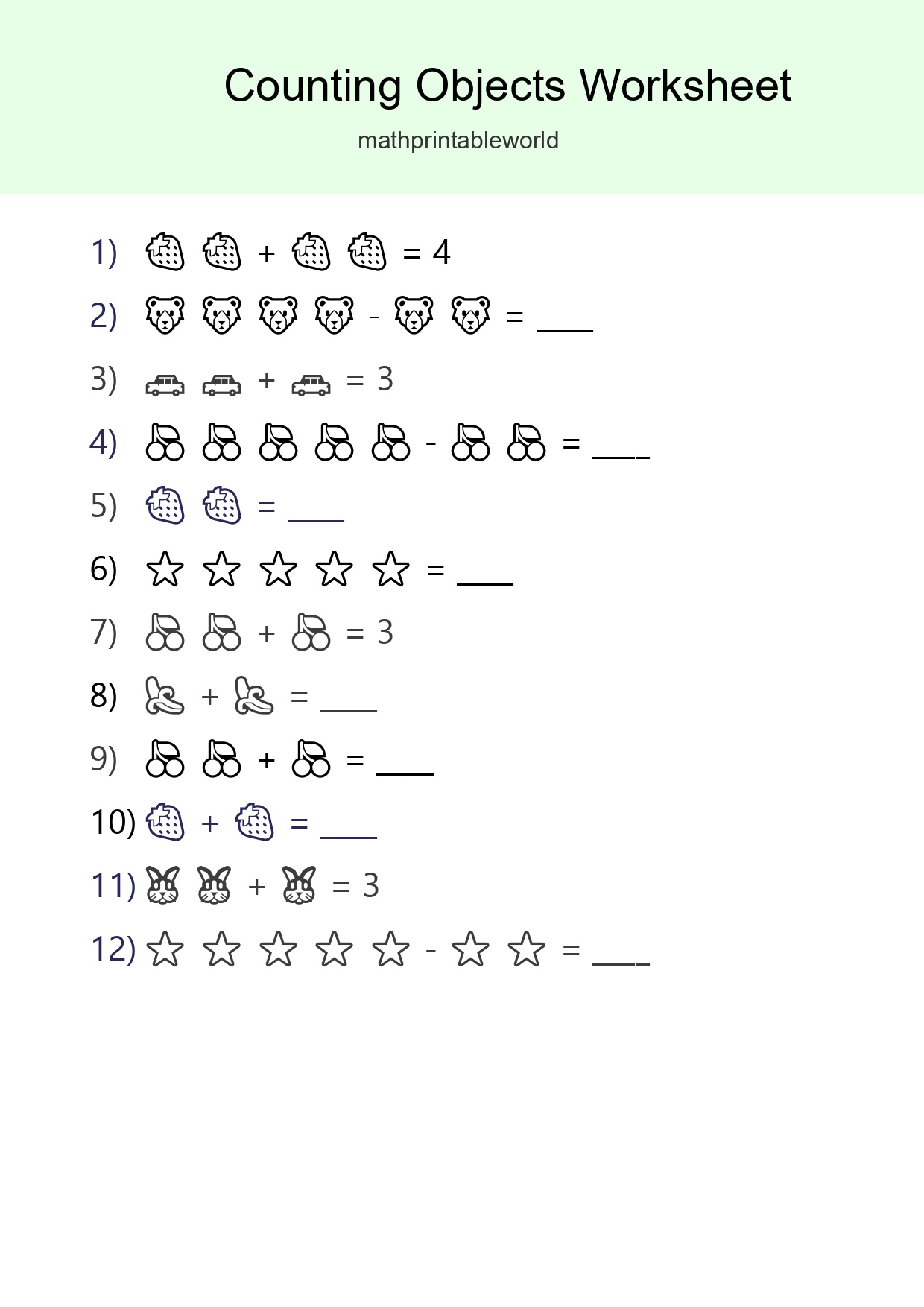 Free Counting Objects Worksheet For Pre-K Printable - Part 33