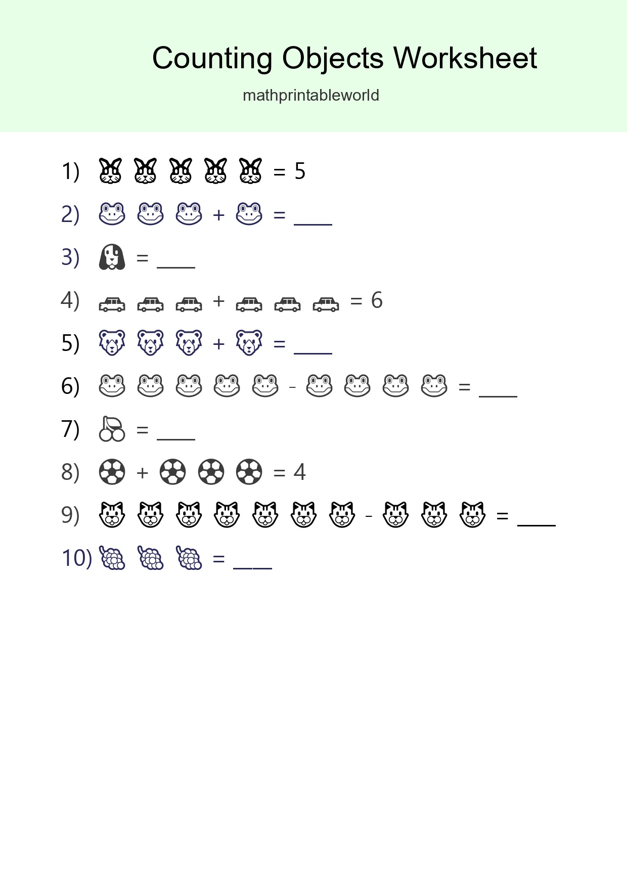Kindergarten Count The Objects Worksheet - Part 3