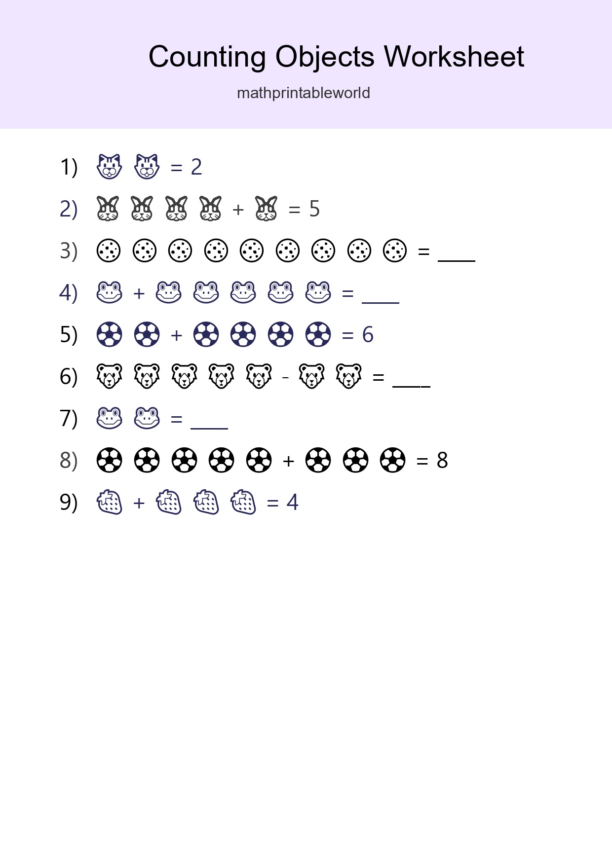 Learn Counting With Pictures Worksheet (Kindergarten) - Part 83